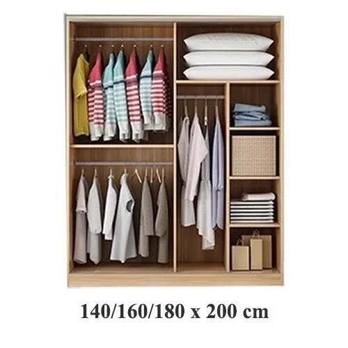 Tủ quần áo gỗ công nghiệp 2 cánh lùa